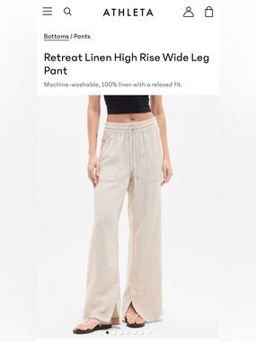 Athleta Retreat Linen High Rise Wide Leg Pant — Cream